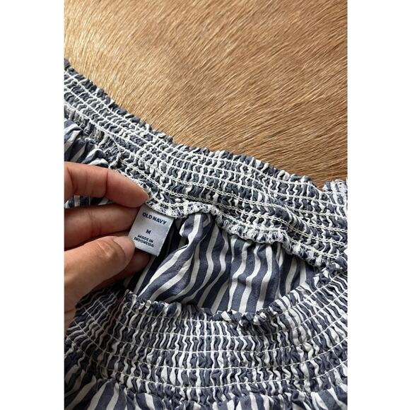 Old Navy Grey White Stripe Smocked Off Shoulder Dress - Picture 4 of 5